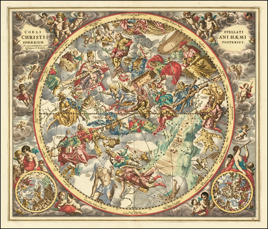 Andreas Cellarius - celestial chart representing the constellations according to Christian symbolism