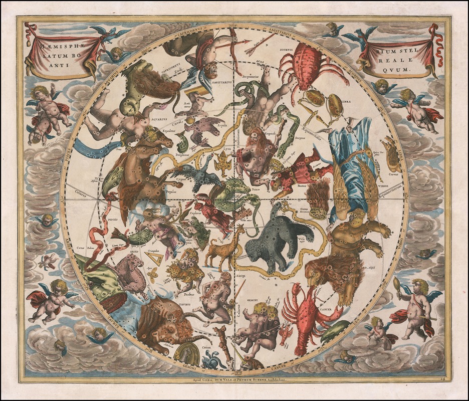 Andreas Cellarius - celestial map – Haemisphaerium Stellatum Boreale Antiquum