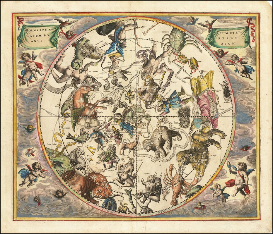 Andreas Cellarius - The constellations of the Northern Hemisphere superimposed over the earth’s Southern Hemisphere