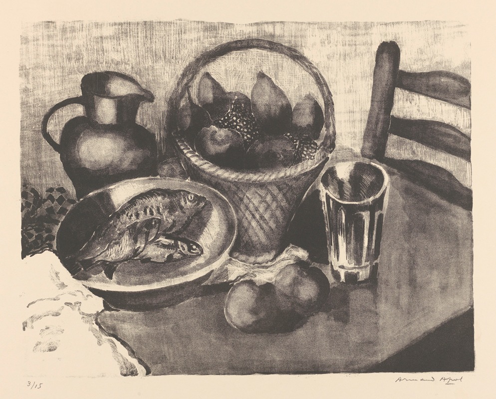 Armand Apol - Nature morte avec fruits et poissons