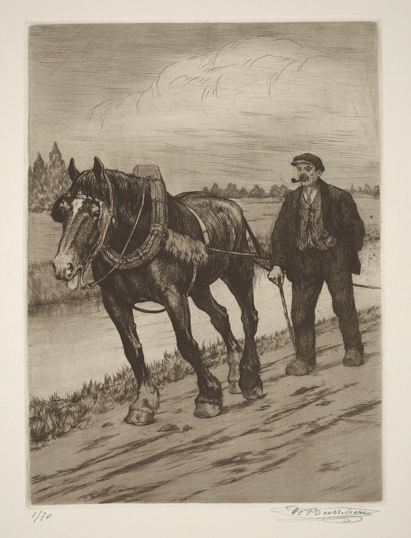 Constant Eugène de Busschere - Cheval de hâlage