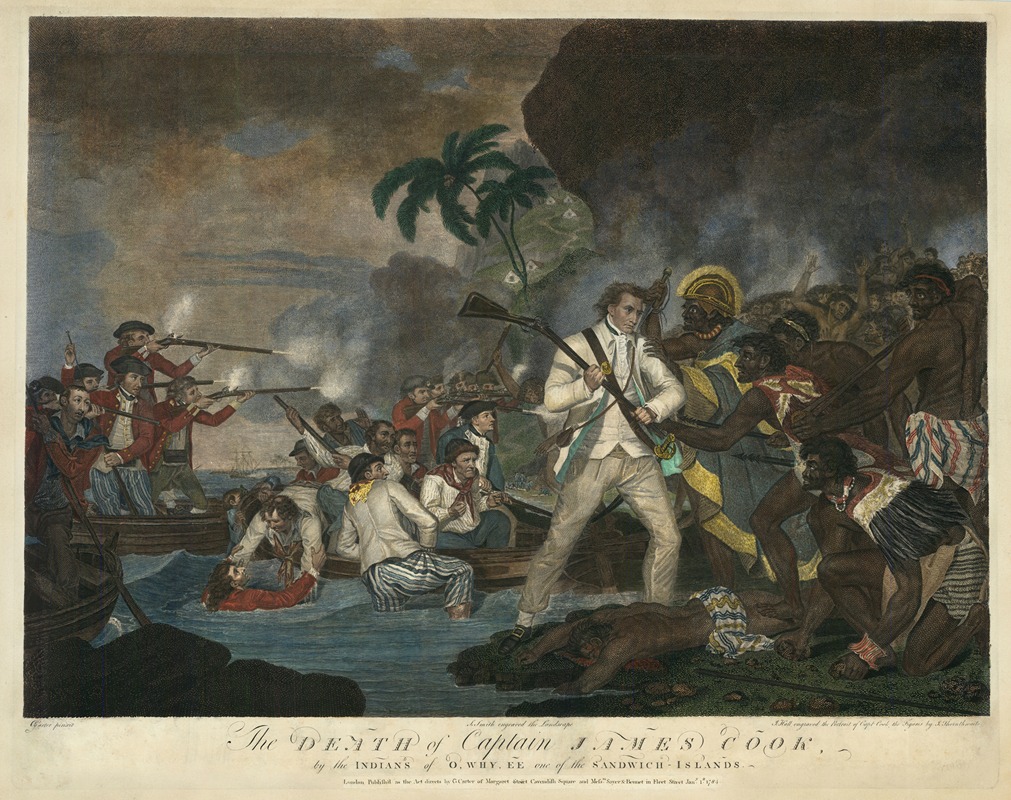 George Carter - The Death of Captain James Cook, by the Indians of O.Why.ee one of the Sandwich-Islands