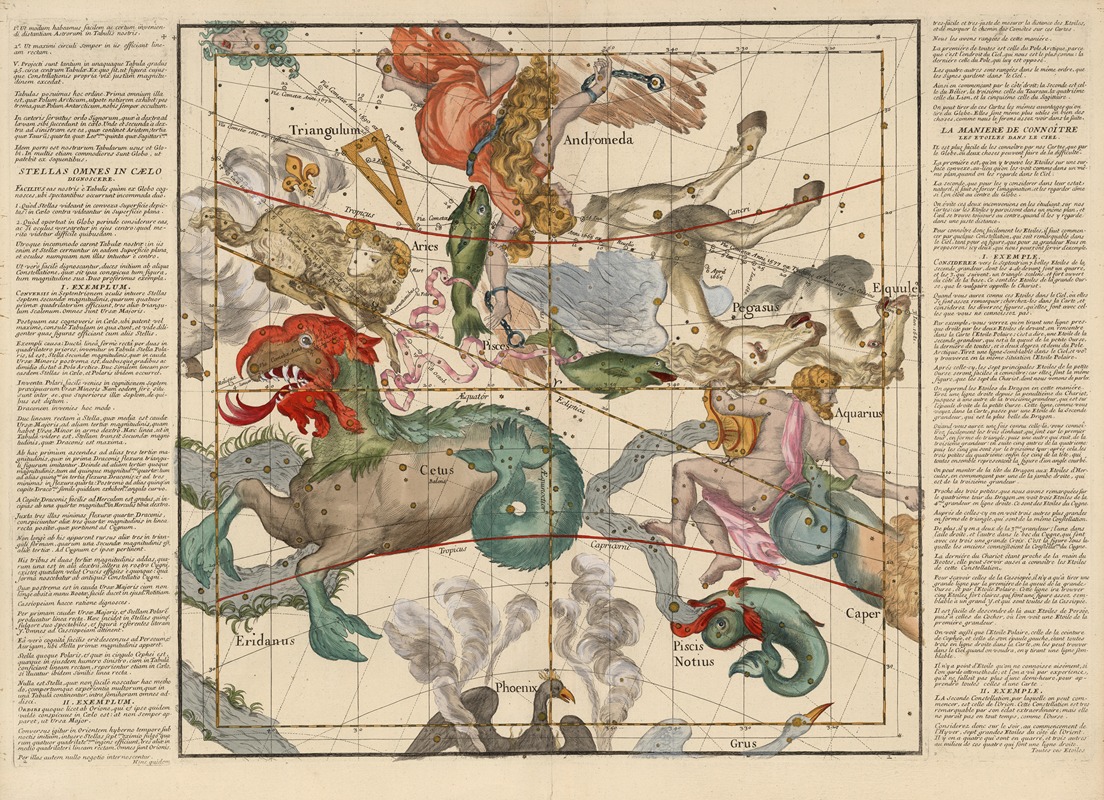 Ignace Gaston Pardies - Plate 2; Cetus, Aquarius, Andromeda.