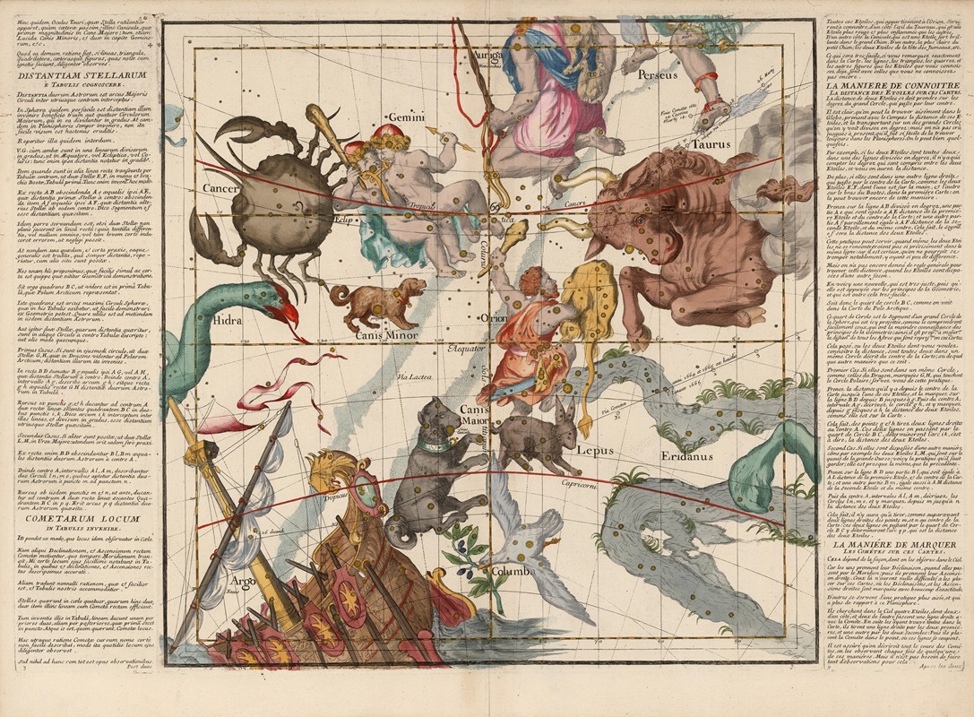 Ignace Gaston Pardies - Plate 3; Gemini, Orion, Taurus and other constellations.