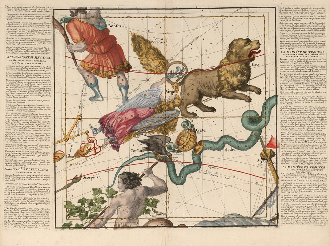 Ignace Gaston Pardies - Plate 4; Virgo, Hydra and other constellations