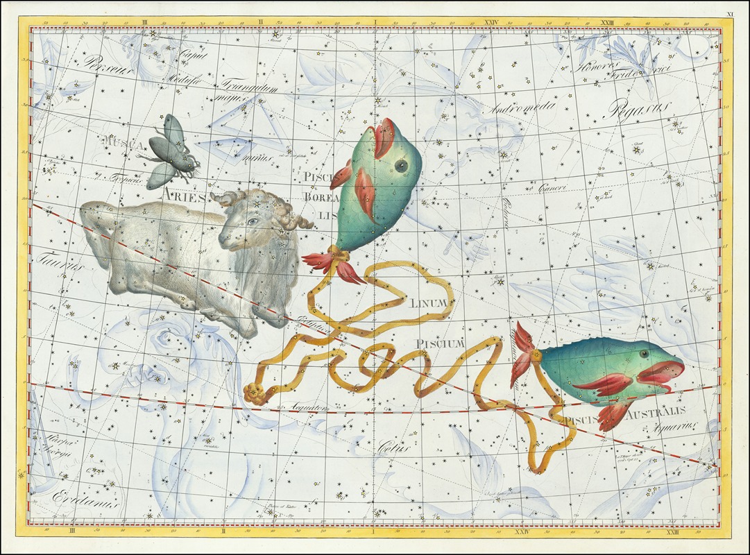 Johann Elert Bode - 11.XI. Aris, Piscis Borealis, Piscis Australis, Linum Piscium