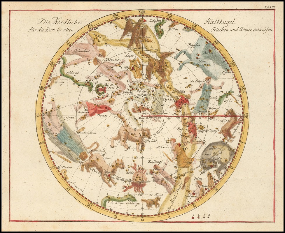 Johann Elert Bode - 33.Die Nördliche Halbkugel für die Zeit der alten Griechen und Römer entworfen