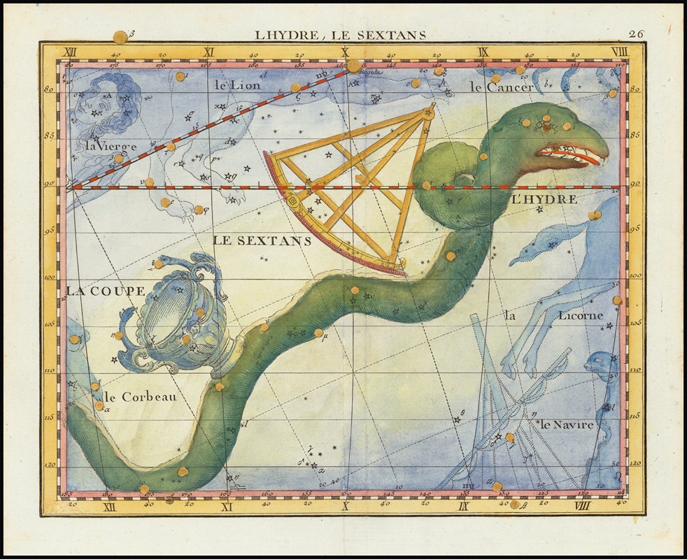 John Flamsteed - L’Hydre, Le Sextans (Hydra and Sextant)