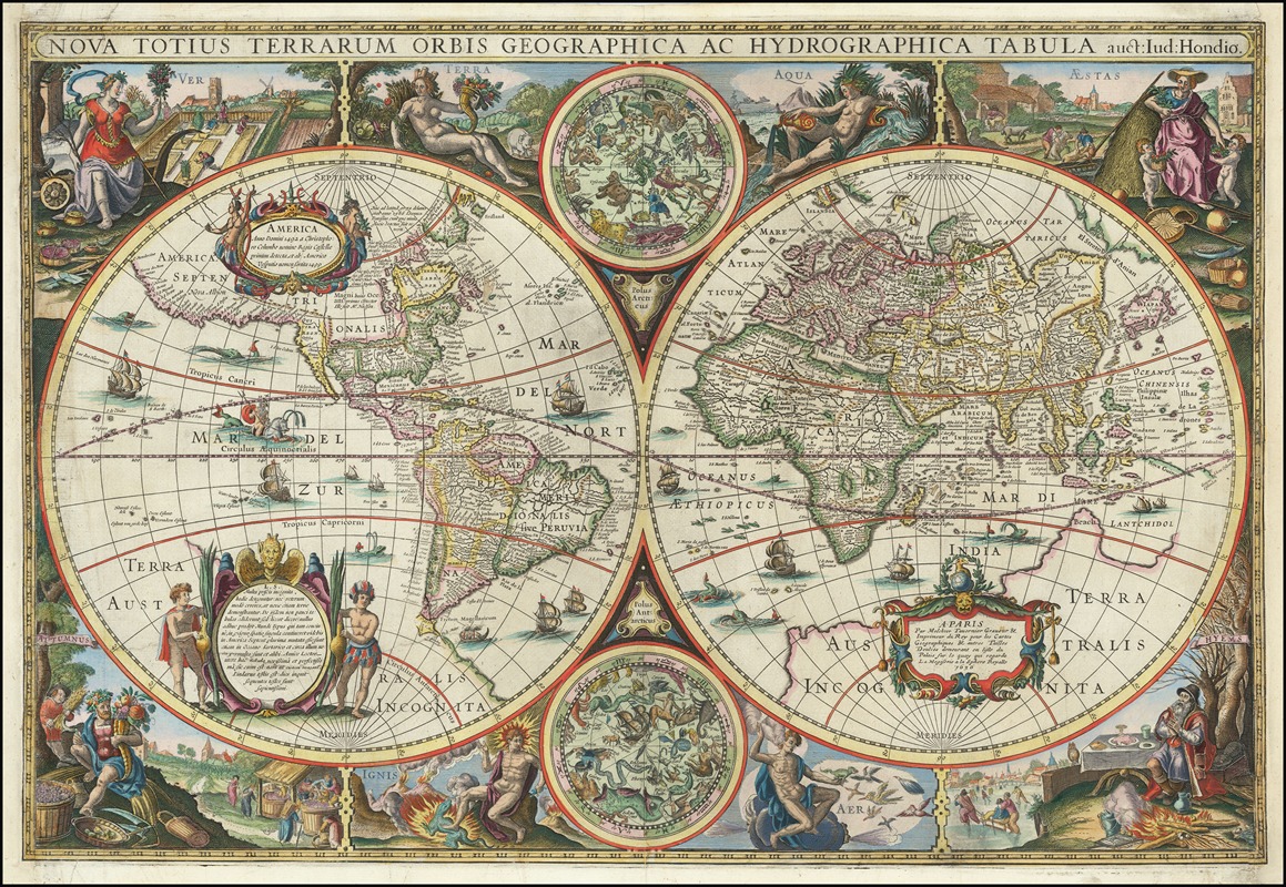 Melchior Tavernier II - Nova Totius Terrarum Orbis Geographica Ac Hydrographica Tabula auc.t Iud Hondio . . .