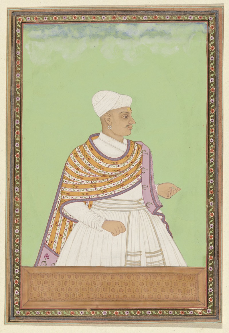 Anonymous - Portret van Akanna Pandit, opperschrijver van de koning (shahnawis-i kull) in het domein van Sultan Abul Hasan