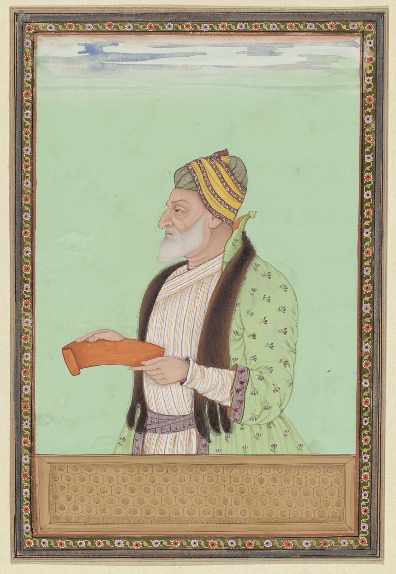 Anonymous - Portret van Sayyid Muzaffar ten tijde van Sultan Abul Hasan heeft hij als opperbevelhebber (peshwa) gediend