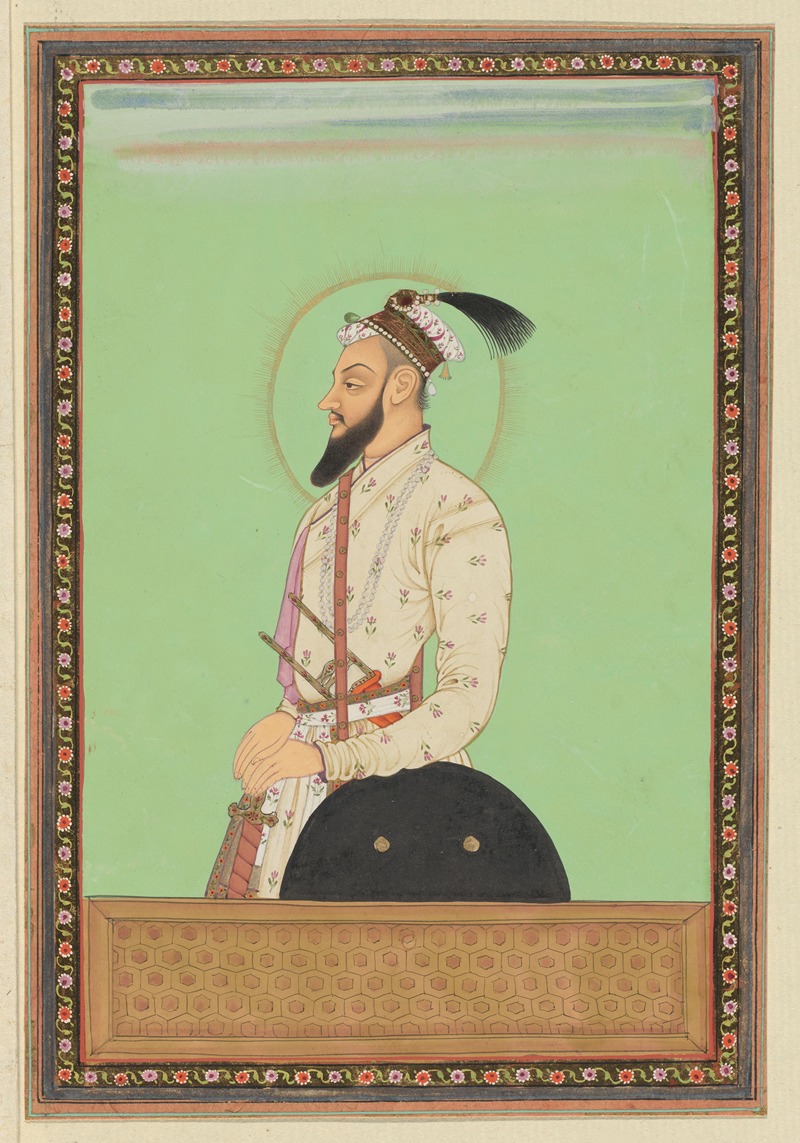 Anonymous - Portret van Shah Alam, zoon van Aurangzeb die na Sultanji werd geboren hij is eerst gouverneur (subagar) van Deccan ge