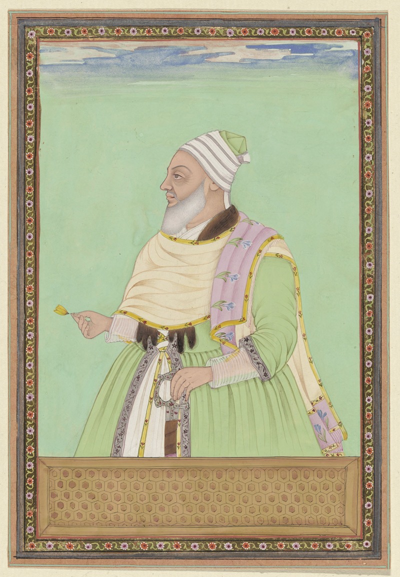 Anonymous - Portret van Shah Raju, de geestelijke leidsman (pir) van Sultan Abul Hasan