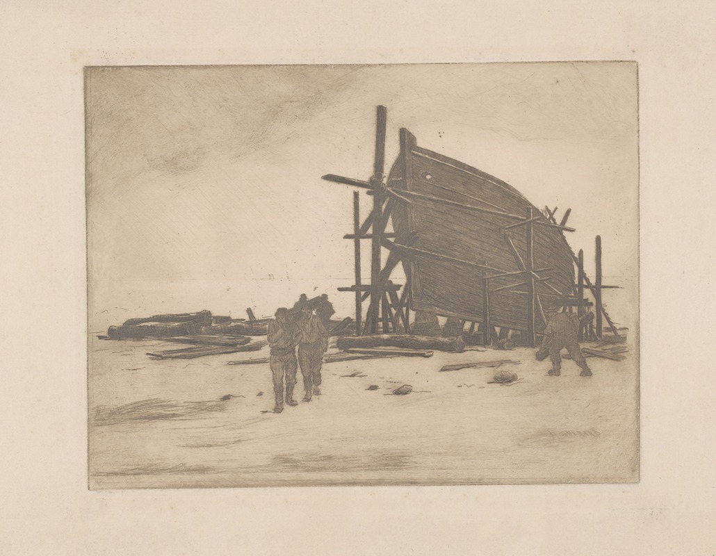 Henri-Charles Guérard - Boat under construction