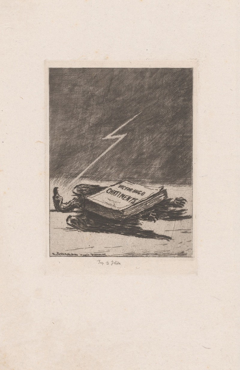 Henri-Charles Guérard - Eagle crushed under the weight of Les Châtiments by Victor Hugo