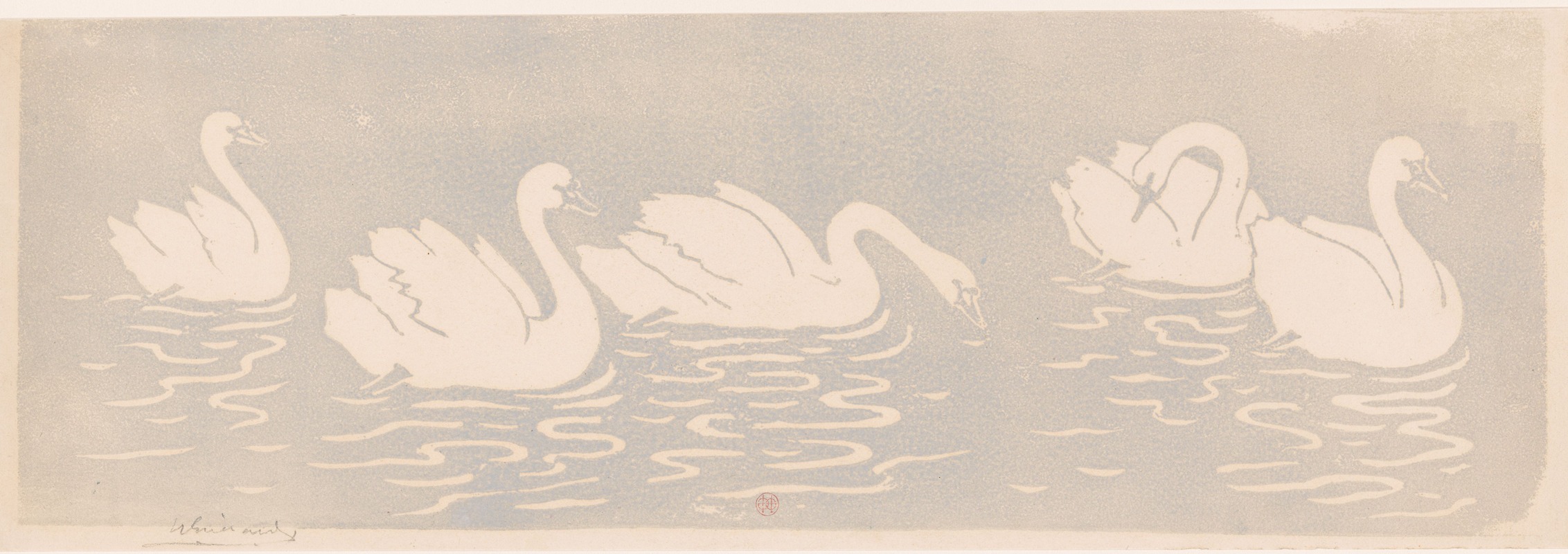 Henri-Charles Guérard - Five swans