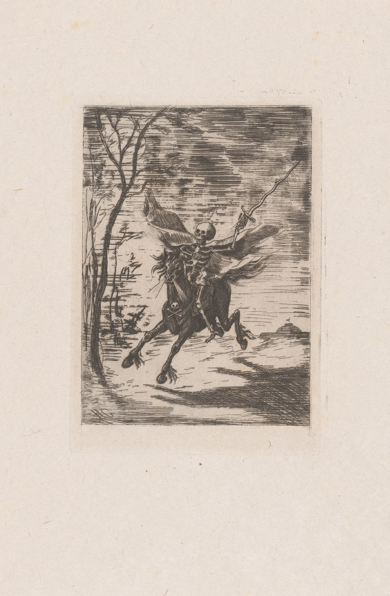 Henri-Charles Guérard - Personification of Death galloping on a horse