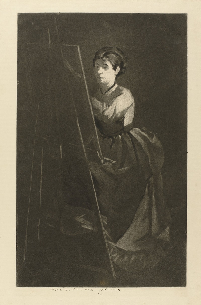 Henri-Charles Guérard - Portrait of Eva Gonzalès in front of an easel