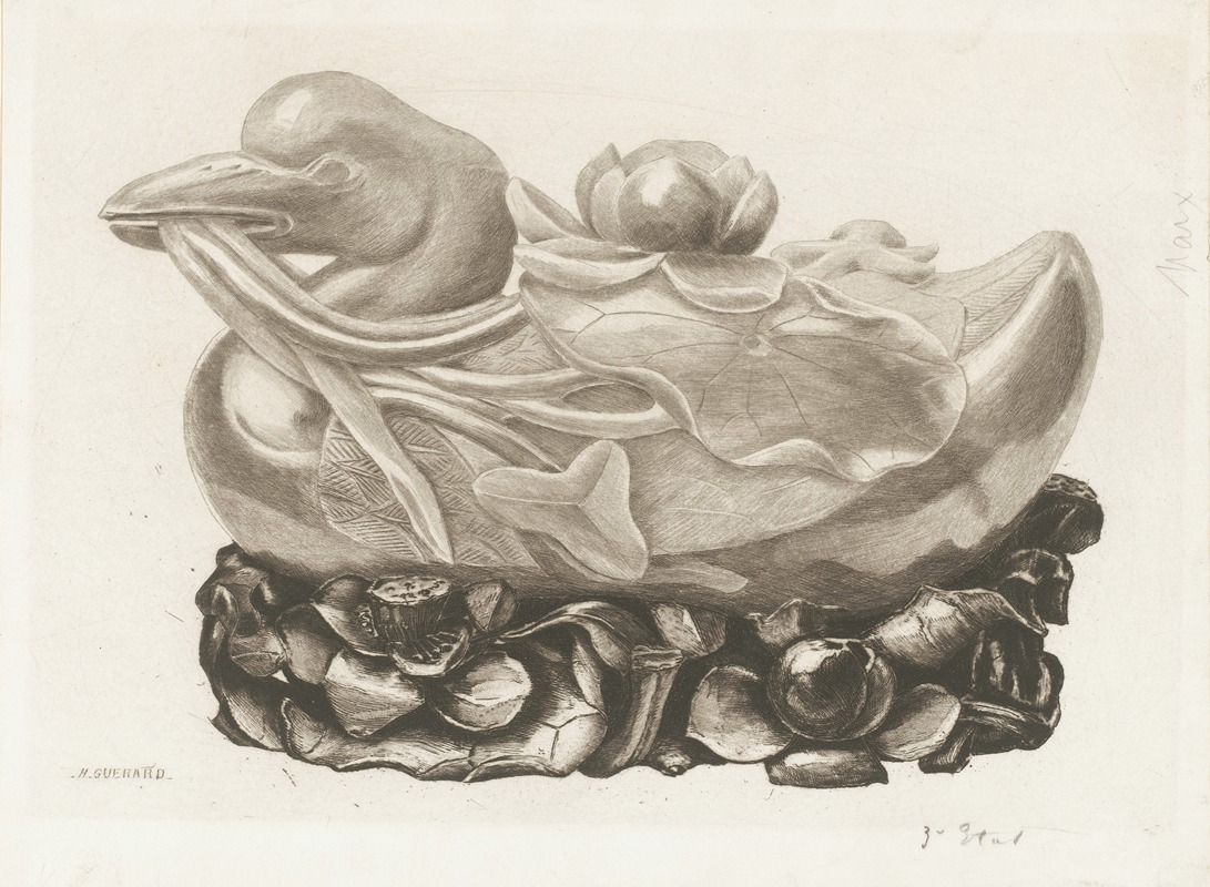 Henri-Charles Guérard - Sculpture of a duck made of jade