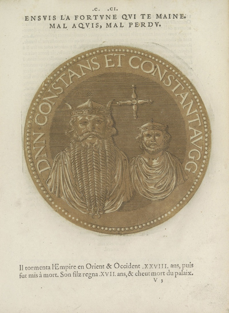 Hubert Goltzius - Portraits of Emperor Constantine III and his son Constans II