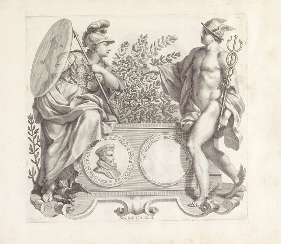 Robert van Audenaerd - Portret van Giorgio Barbarigo met Minerva en Mercurius