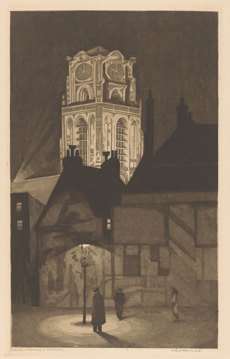 Arend Hendriks - Verlichte Sint-Laurenskerk te Rotterdam