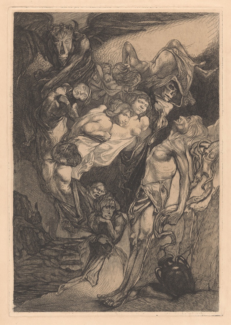 Johannes Josephus Aarts - Halfnaakte man met monsters en fantasiewezens