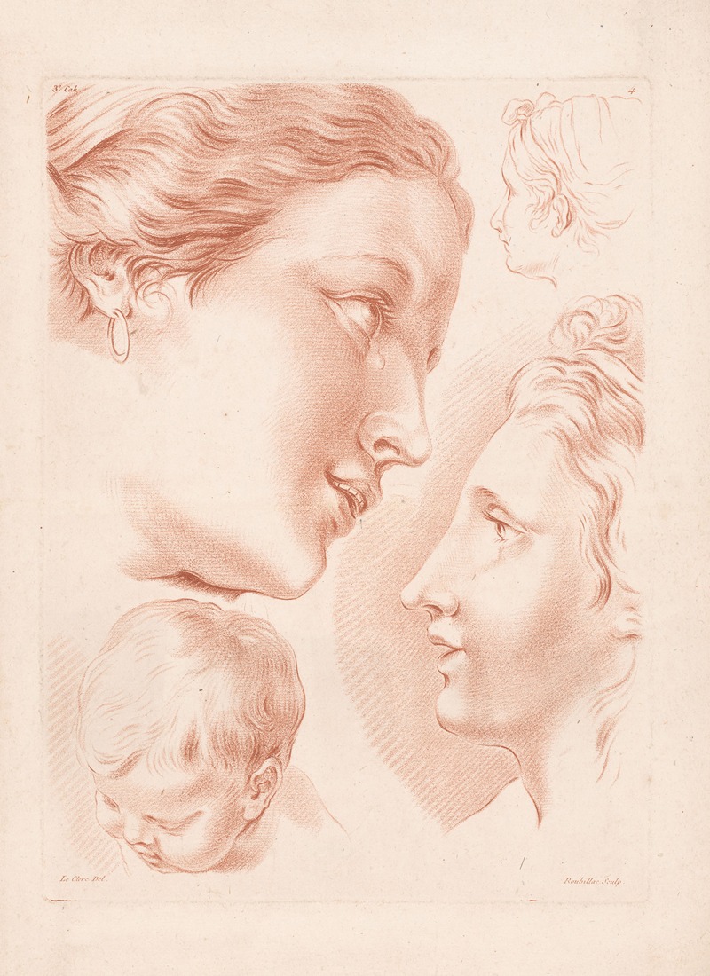 Louis-François Roubiliac - Three women’s heads and a child’s head