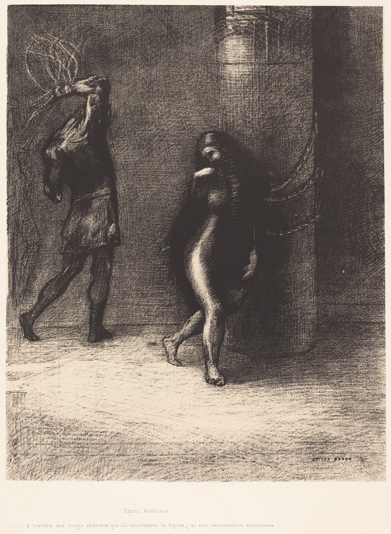 Odilon Redon - Saint-Antoine…A travers ses longs cheveux qui lui couvraient la figure, j’ai cru reconnaitre Ammonaria