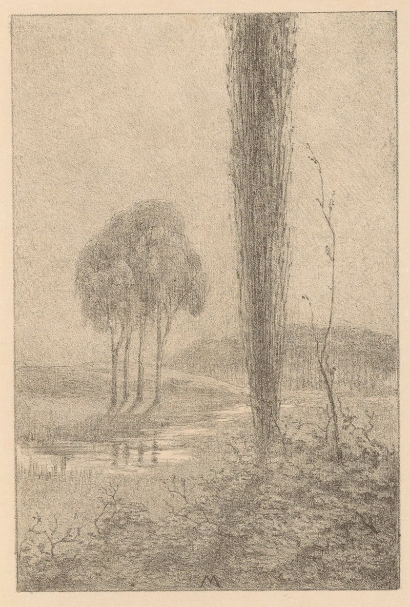 Simon Moulijn - Landschap met bomen en beek