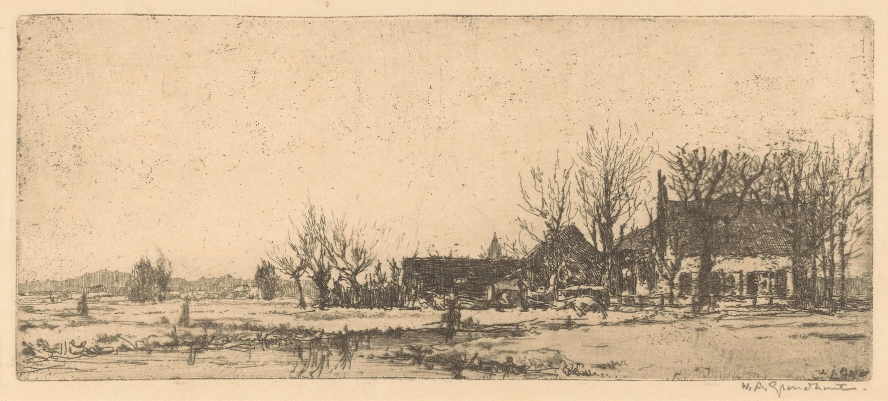 Willem Adrianus Grondhout - Boerderij bij Voorburg.