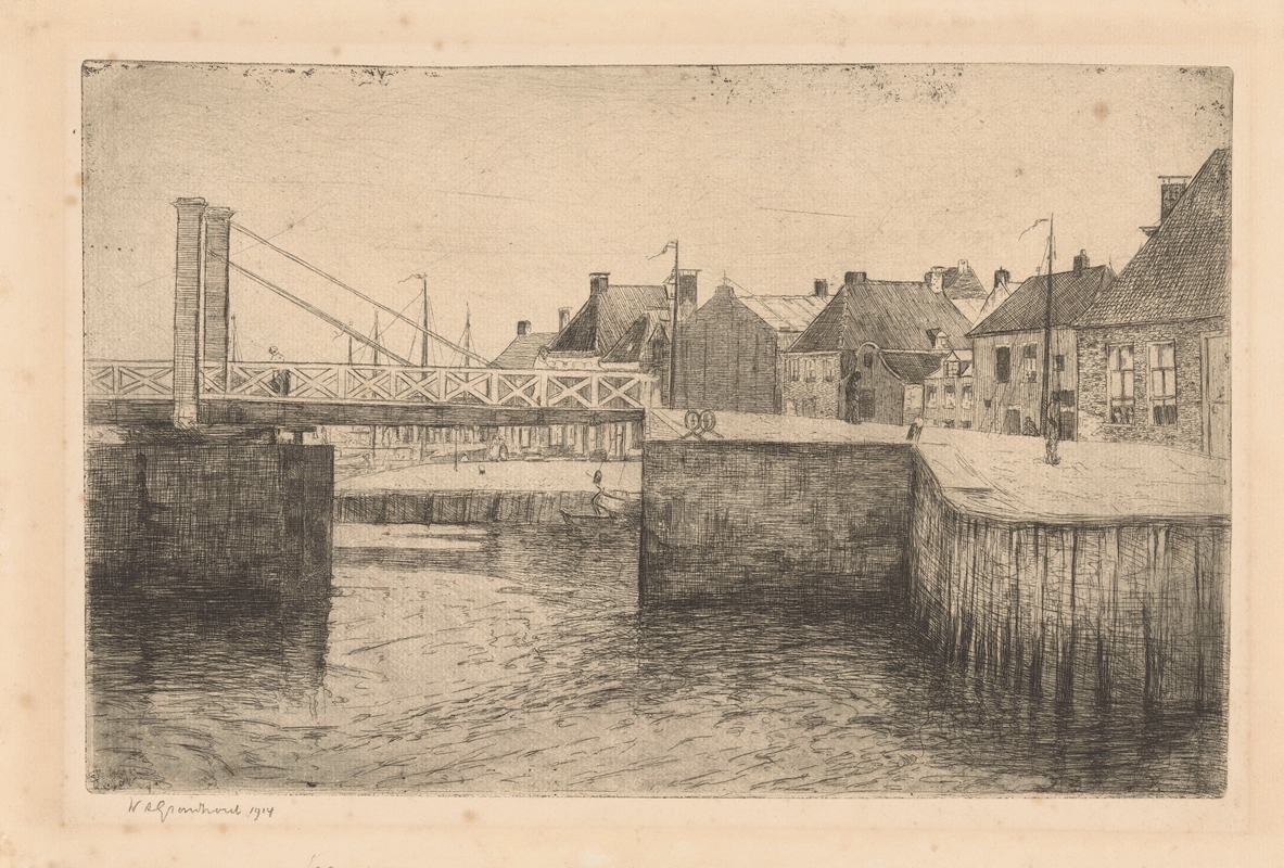 Willem Adrianus Grondhout - Ophaalbrug in Harlingen