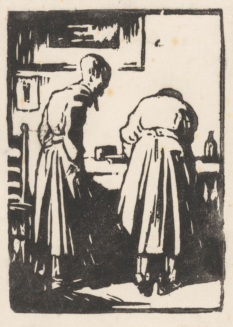 Willem Adrianus Grondhout - Twee vrouwen in een atelier