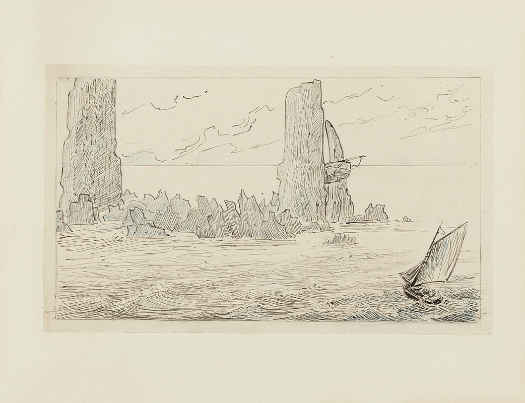 Achille Granchi-Taylor - Les Rochers Douvres – dessin pour la vignette de titre pour la table des matières et des gravures,