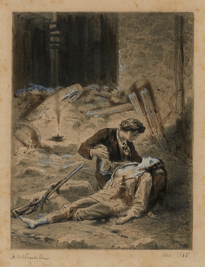 Alphonse Marie De Neuville - Mort d’Eponine L’Agonie de la mort après l’agonie de la vie