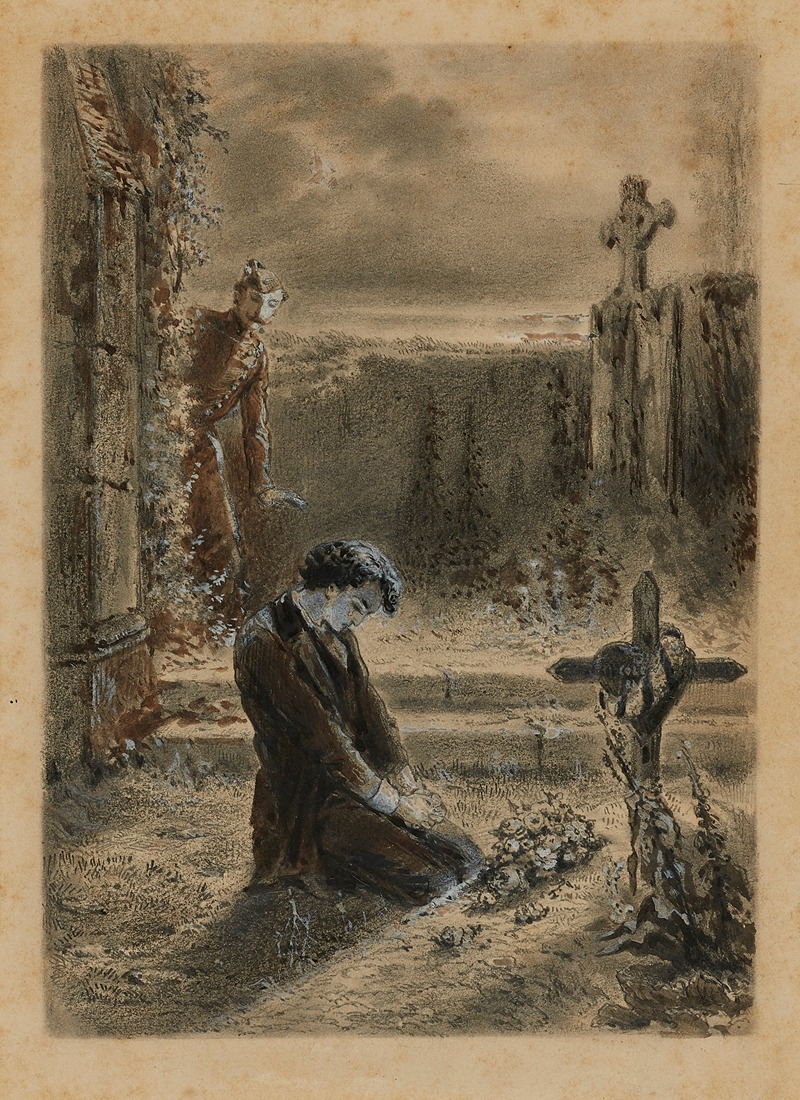 Alphonse Marie De Neuville - Marius au cimetière Quelque cotillon