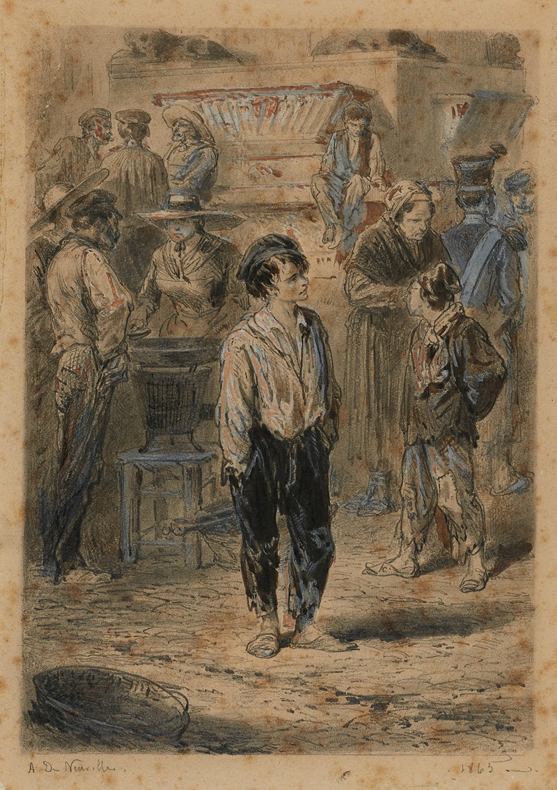 Alphonse Marie De Neuville - Gavroche (au marché des innocents) Le petit gavroche