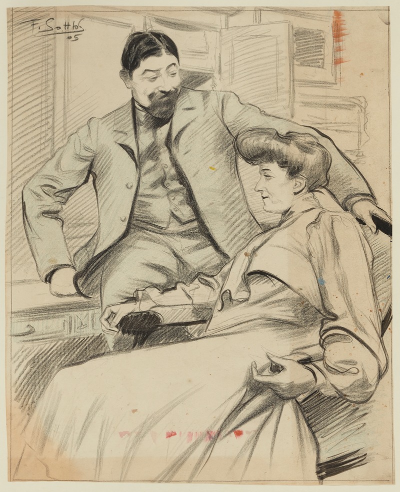 Fernand Louis Gottlob - Couple dans un intérieur.