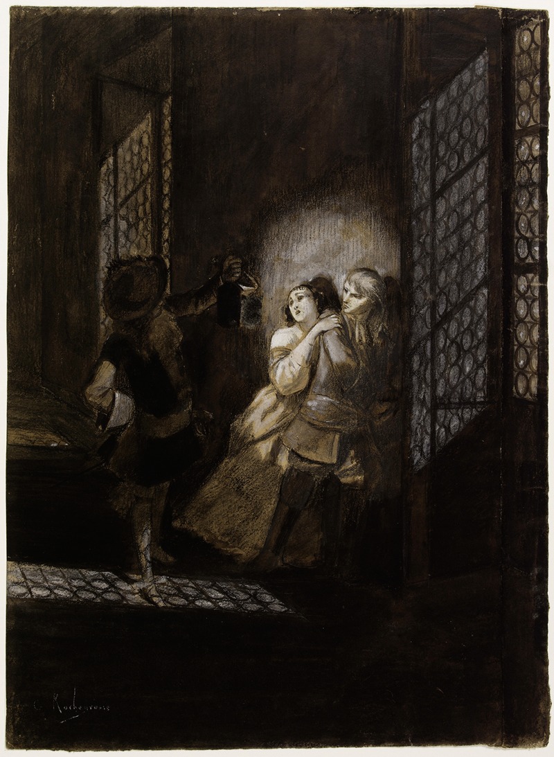 Georges Antoine Rochegrosse - Ethel et Ordener surpris par le lieutenant d’Ahlefeld