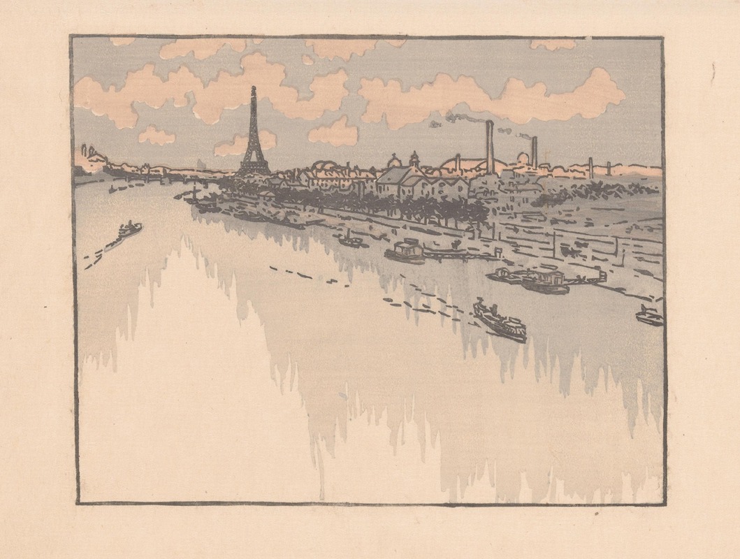 Henri Rivière - Eiffeltoren gezien van het viaduct van Auteuil