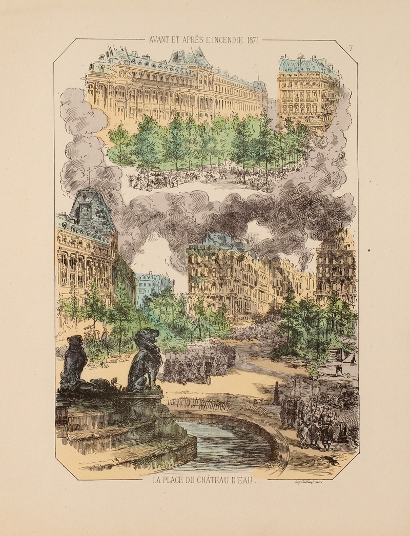 Victor Coindre - Avant et après l’incendie 1871 La place du Château d’eau. 7