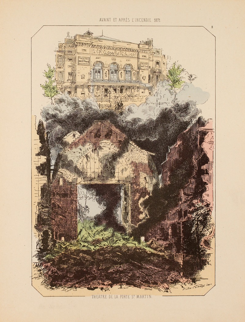 Victor Coindre - Avant et après l’incendie 1871 Théâtre de la Porte St Martin. 2