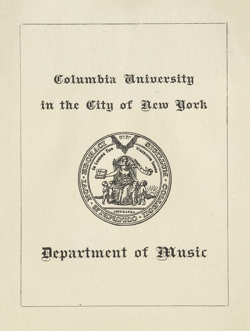 Anonymous - Columbia University; Department of Music