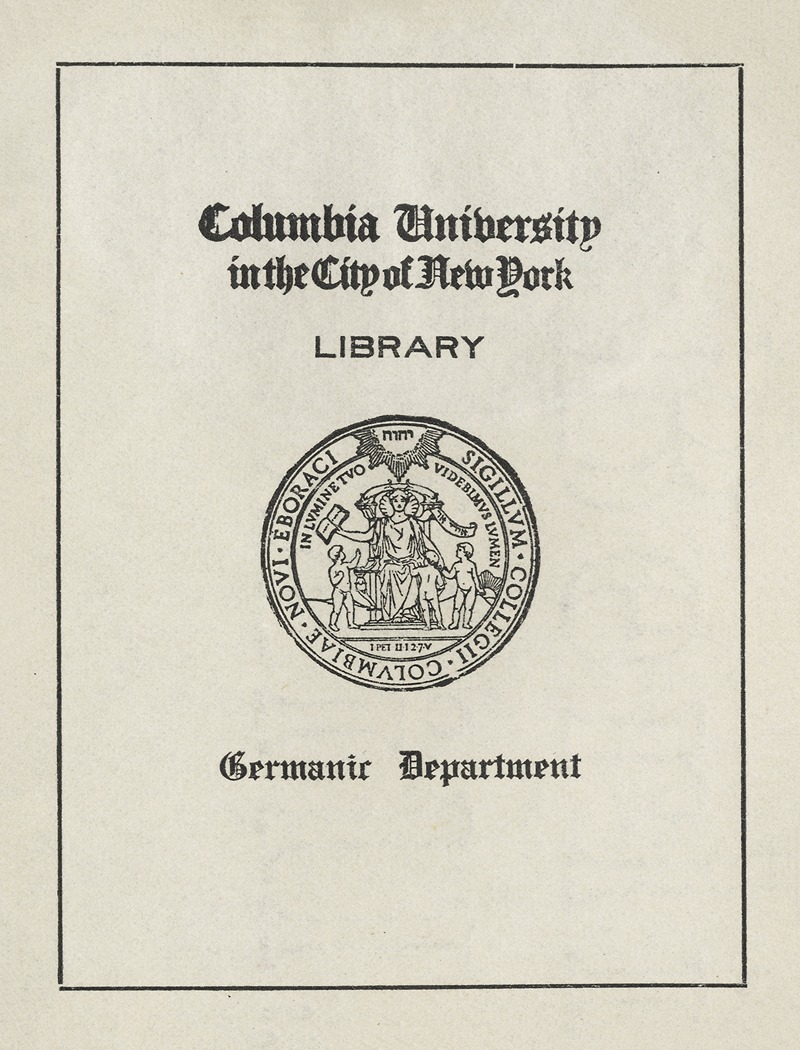 Anonymous - Columbia University; Germanic Department