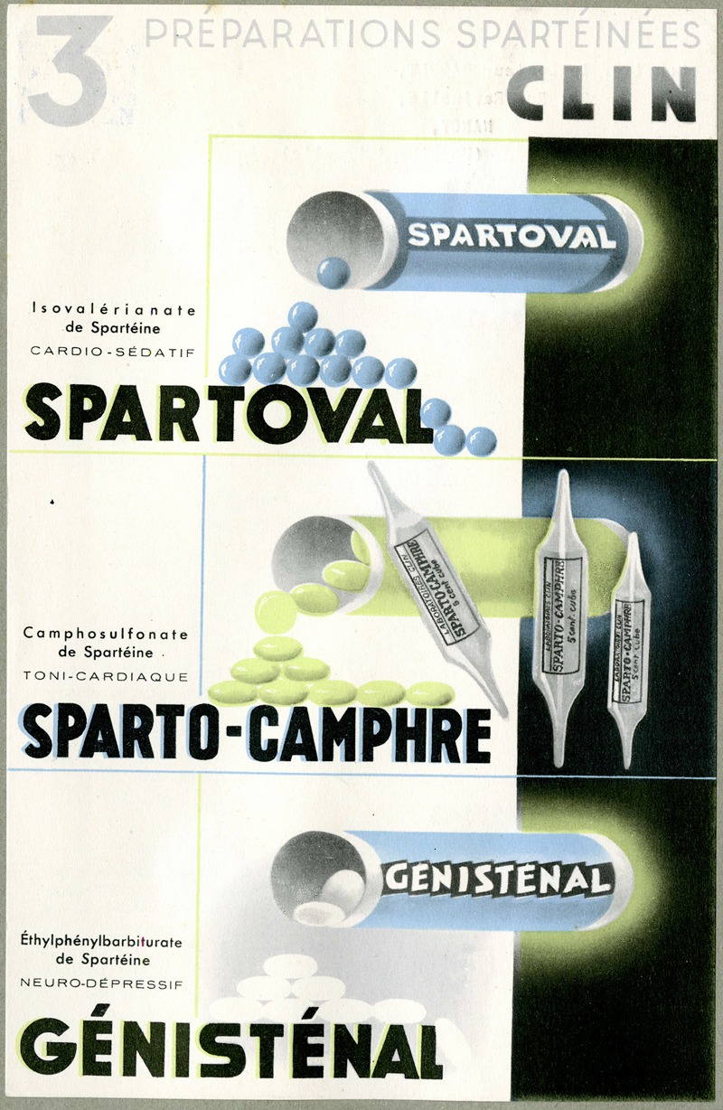 Laboratoires Clin, Comar & Cie - 3 préparations spartéinées