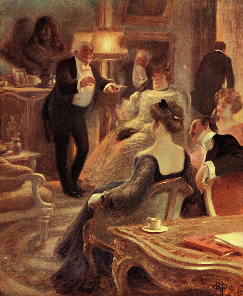 Albert Guillaume - Hommes et femmes dans un salon