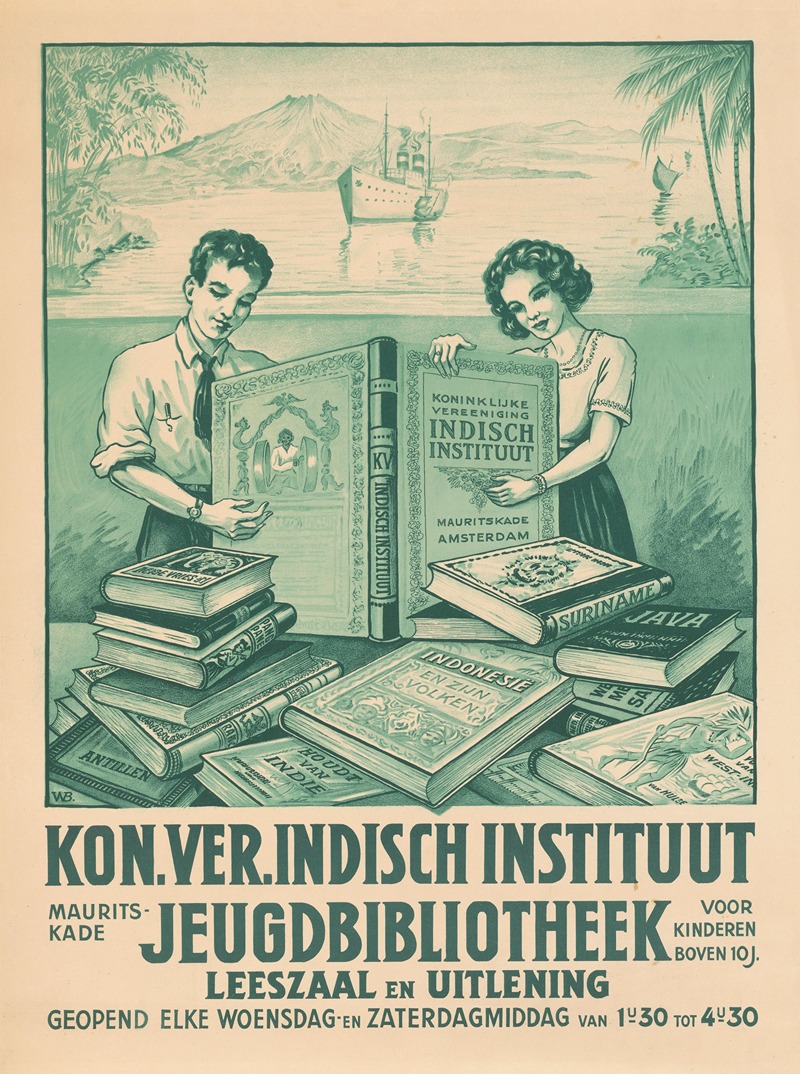 Anonymous - Affiche voor de jeugdbibliotheek van de Koninklijke Vereniging Indisch Instituut te Amsterdam