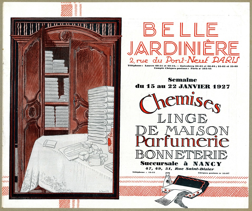 D. Duvillé - Belle jardinière – Chemises, linge de maison