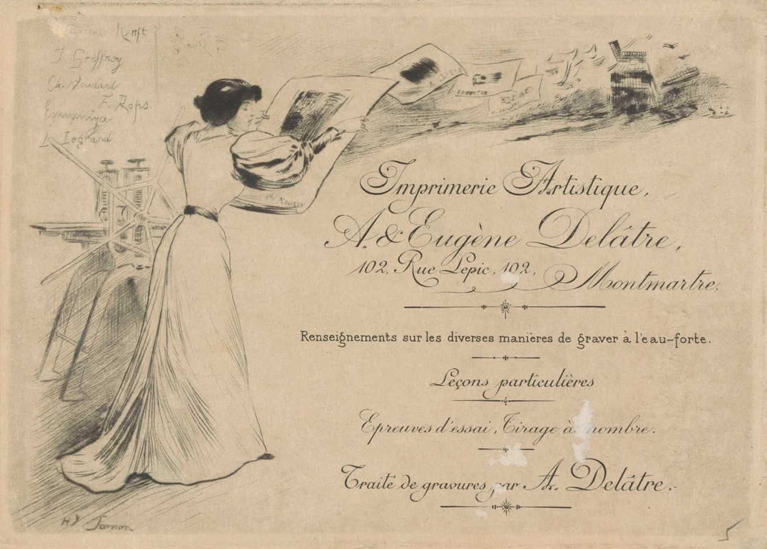 Henri Somm - Business card of printers Auguste and Eugène Delâtre in Paris