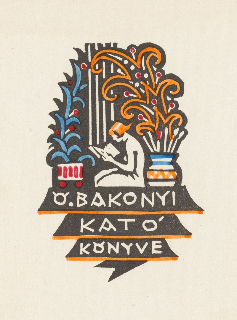 Kornél Révész - Ex libris van Kató Bakonyi